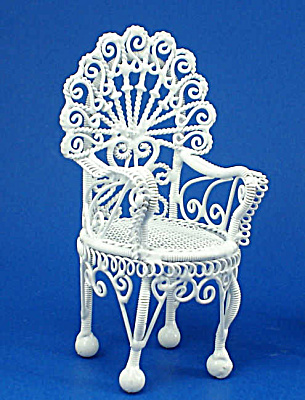 Dollhouse Miniature Wicker Style Metal Chair