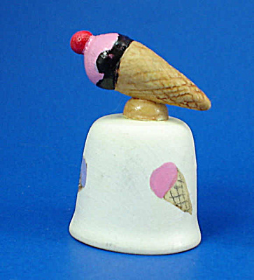 Hand Painted Ceramic Thimble - Ice Cream Cone