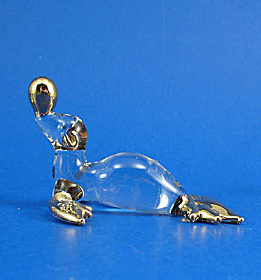Blown Glass With Gold Trim Miniature Sea Lion With Ball