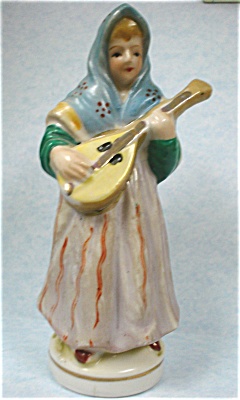 1940s/1950s Japan Ceramic Lady With A Lute