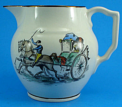 Gray's Pottery Pitcher With Carriage Decoration