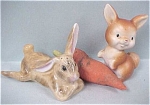 Two Unmatched Rabbit & a Carrot Salt Shakers