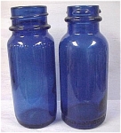 Two Bromo Seltzer Cobalt Blue Bottles