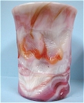 Pink and Carmel Slag Glass Inverted Strawberry Tumbler