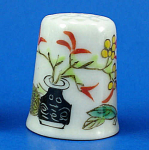 Hand Painted Porcelain Thimble - Planters