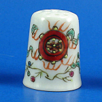 Hand Painted Porcelain Thimble - Oriental Symbols
