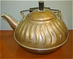 Vintage Copper Tea Kettle with Wavy Embossed Design
