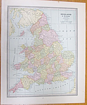 Antique Map England Scotland Crams 1883