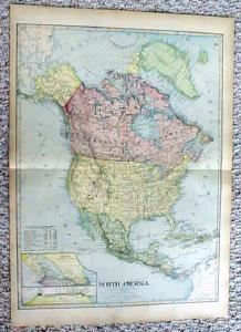 1899 Map Of North America Antique