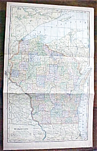 Antique Map Wisconsin 1901 Large Foldout