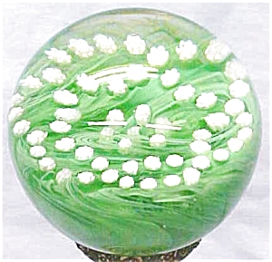 Gentile Glass Paperweight Green Millifiore
