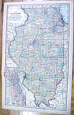 Antique Map Illinois/wisconsin 1902 Large Crowell