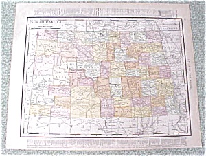 Map North Dakota South Dakota 1912 Antique