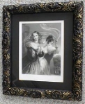 Engraving Lady with Veil Ornate Frame 1890's