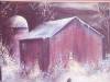 Click to view larger image of Amish Winter Barn Children Koenig Print 