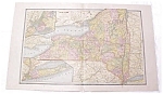 Antique Map New York Large Fold Out Crams 1883