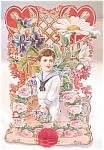 Valentines Card Germany Boy in Sailor Suit Fold Out 