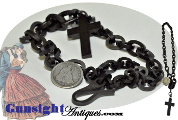 Civil War Era Lady's Hard Rubber Chain & Pendant