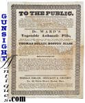 c. 1830s Thomas Hollis - Dr. Wards Vegetable Pills BROADSIDE 