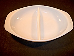 Vintage Corning Pyrex Plain White Opal Divided Dish