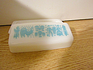 Vintage Pyrex Butterprint Turquoise/white Butter Dish