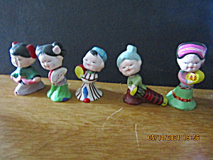 Vintage Oriental Bobble Head Figurine Set