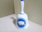Vintage Blue Calico Pig Collector's Bell