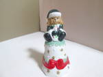 Holiday Animal Bell  Dog Sitting On Bell