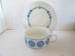 Vintage Geometric Granda Blue Cup & Saucer Set