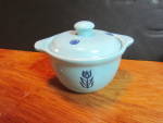 Cronin Pottery Blue Tulip Covered Soup Bowl
