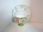 Vintage Green Floral  Demitasse Cup & Saucer Set