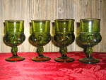 Indiana/Colony Green Thumbprint  Set of 4 Wine Goblets
