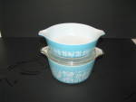 Vintage Pyrex Butter Print White on Turquoise Casserole