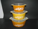  Pyrex Butterfly Gold Cinderella Casserole Dishes     