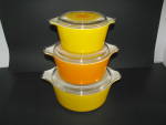 Vintage Pyrex Yellow Orange Daisy Casserole Set