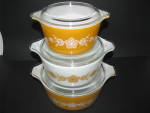 Vintage Pyrex Butterfly Gold 6-piece Casserole Dishes  