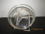 Vintage Heavy Clear Glass Three Section Dish 