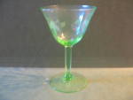 Vintage Clear Green Stemed Wine Glass