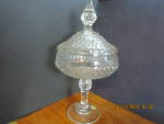 Vintage Indiana Glass Diamond Point Covered Candy Dish