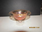 Vintage Imperial Glass Amber Rolled Rim Swirl Compote