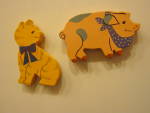 Vintage Russ Fridge Magnets Pig and Cat Set
