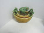 Vintage Oriental Ceramic Frog Dish/Planter Figurines