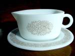 Vintage Pyrex  Woodland Brown Gravy Boat and Underplate