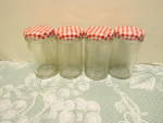 Vintage Anchor Hocking Jelly Red Check Covered Jars 