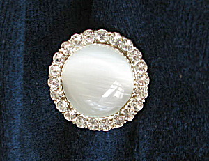 Rhinestone Ringed Frosted Button Vintage 1960