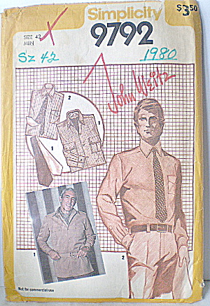 Vintage Mens Designer John Weitz Shirt Pattern