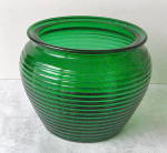  National Pottery Green Ribbed Art Glass Vase 1950