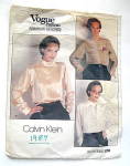 Vintage 1987 Blouse Pattern Designer Calvin Klein 