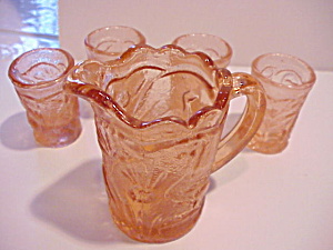 Pink Lemonade Set Pressed Glass