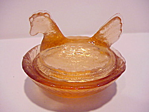 Pressed Glass Covered Chicken Bowl - Child's
